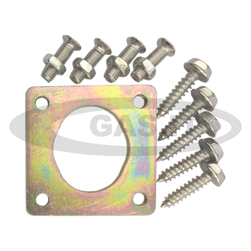 Fitting kit for body mounted fill box.. Contains 6 self tapping screws, 4 set screws with nuts & 1 plate