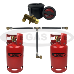 11kg Twin Gen2 Refillable Gas Bottle Kit Including BLACK Body Mount Fillpoint System